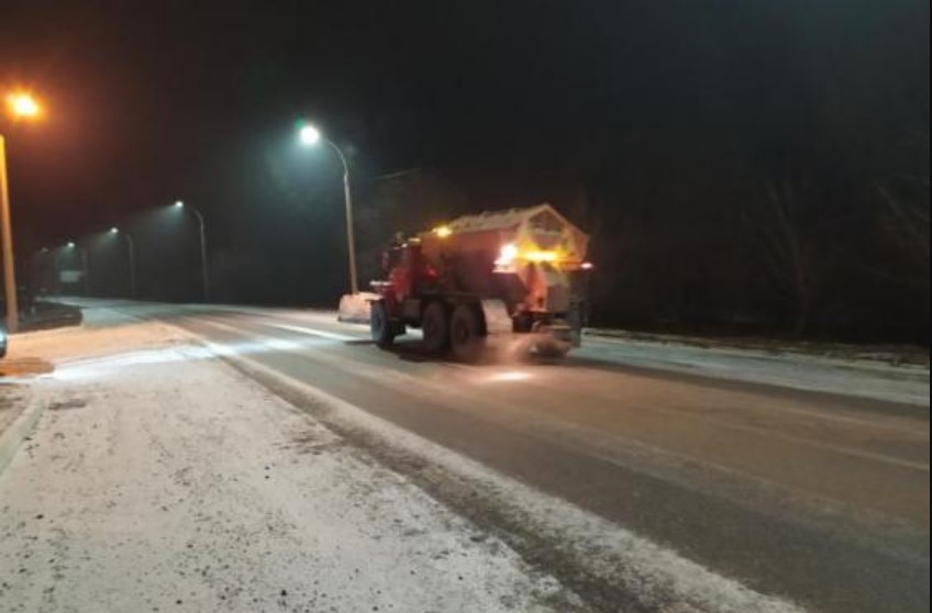 снегопад, дорога