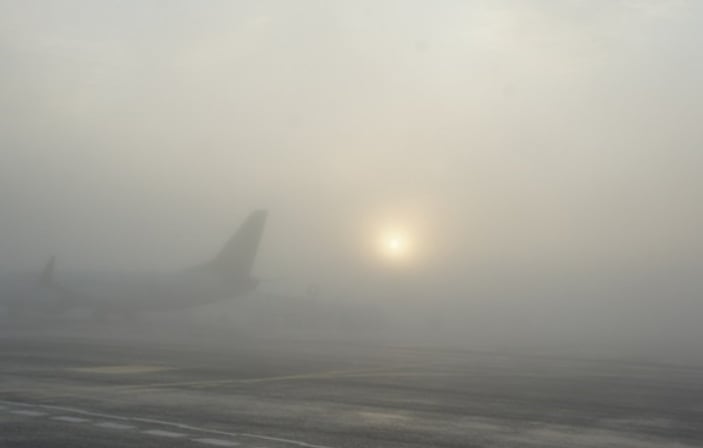 туман, самолет